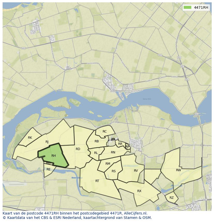 Afbeelding van het postcodegebied 4471 RH op de kaart.