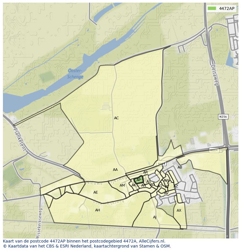 Afbeelding van het postcodegebied 4472 AP op de kaart.
