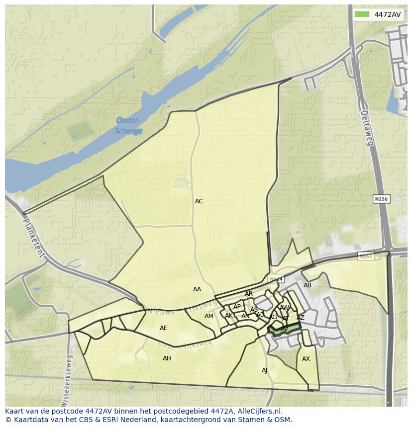 Afbeelding van het postcodegebied 4472 AV op de kaart.