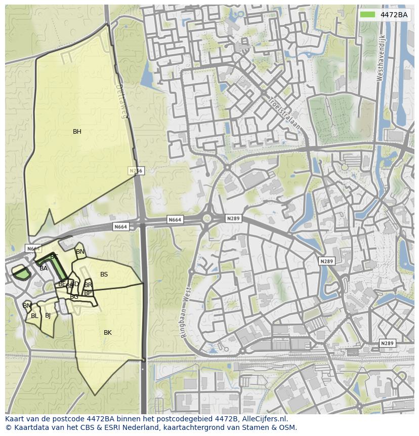 Afbeelding van het postcodegebied 4472 BA op de kaart.