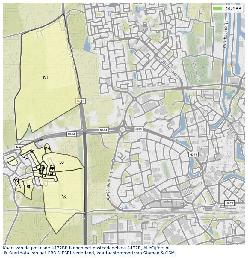 Afbeelding van het postcodegebied 4472 BB op de kaart.