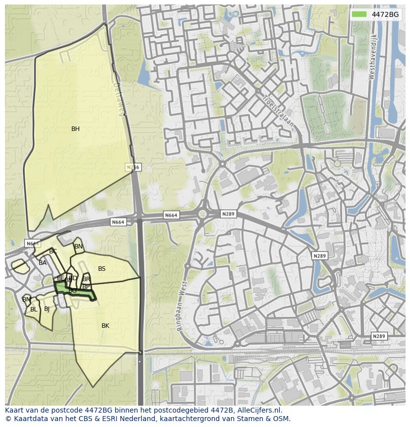 Afbeelding van het postcodegebied 4472 BG op de kaart.