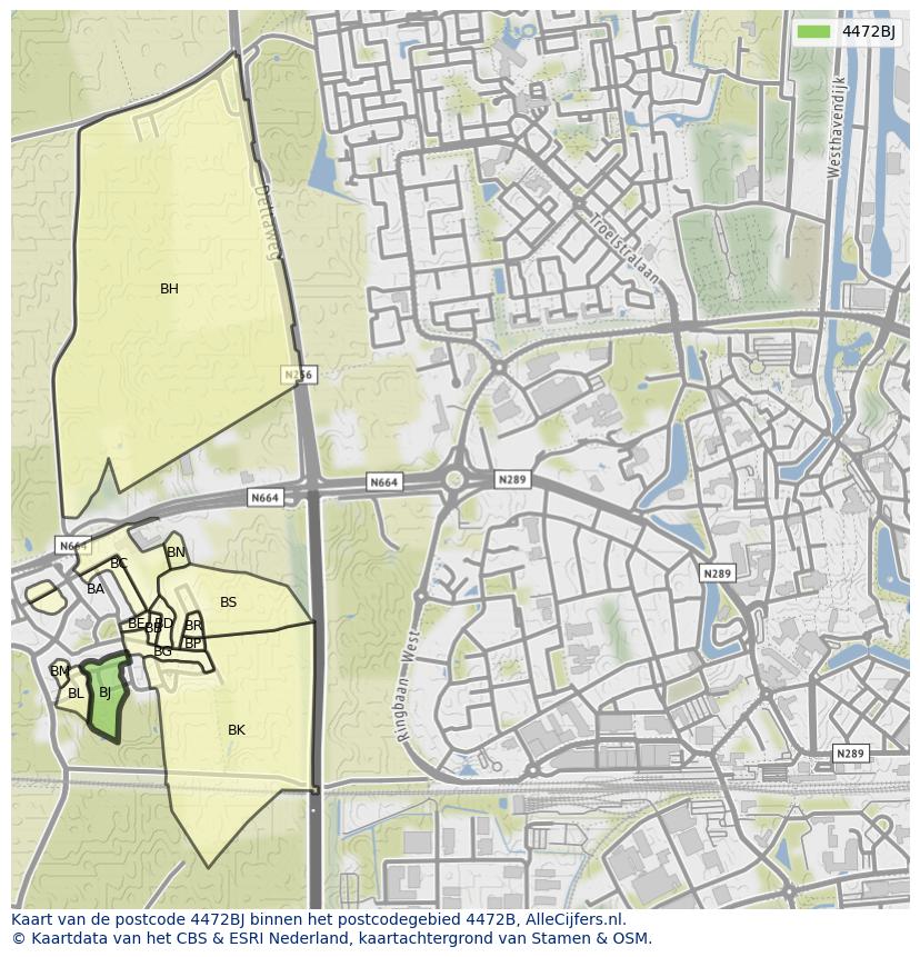 Afbeelding van het postcodegebied 4472 BJ op de kaart.