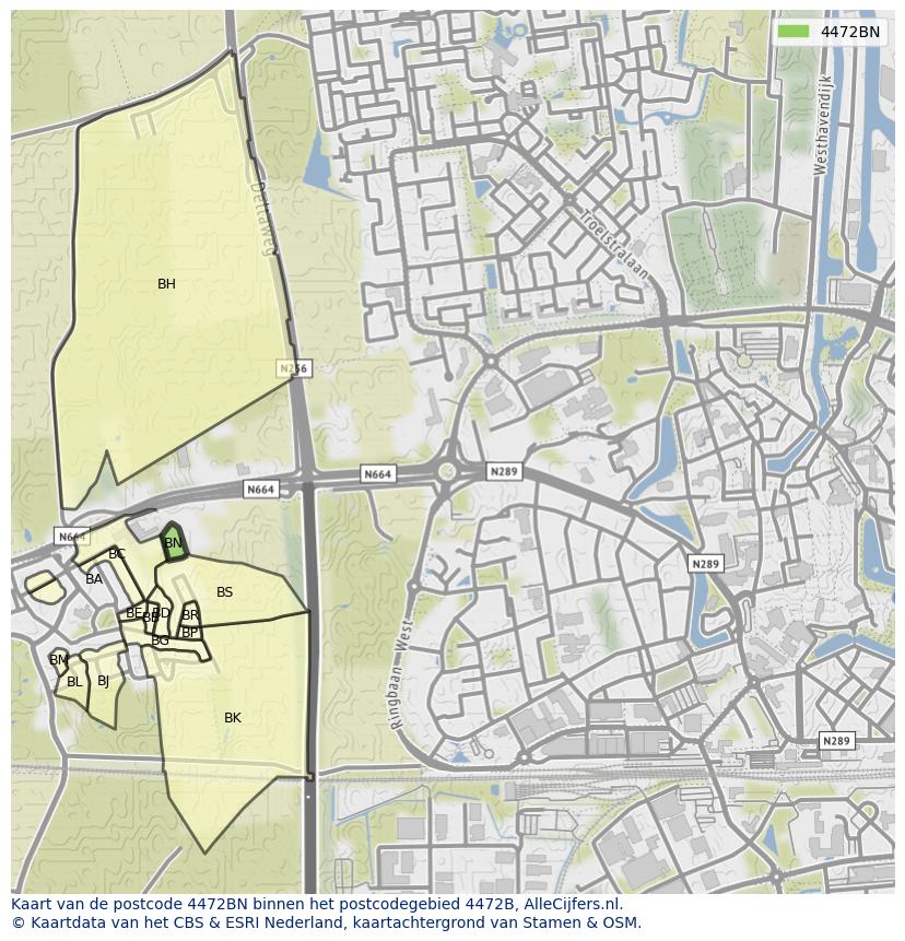 Afbeelding van het postcodegebied 4472 BN op de kaart.