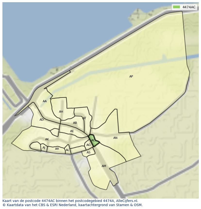 Afbeelding van het postcodegebied 4474 AC op de kaart.