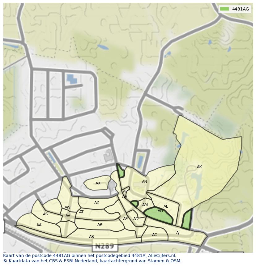 Afbeelding van het postcodegebied 4481 AG op de kaart.