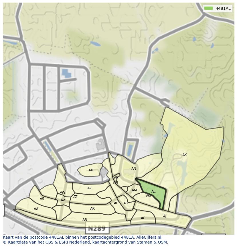 Afbeelding van het postcodegebied 4481 AL op de kaart.