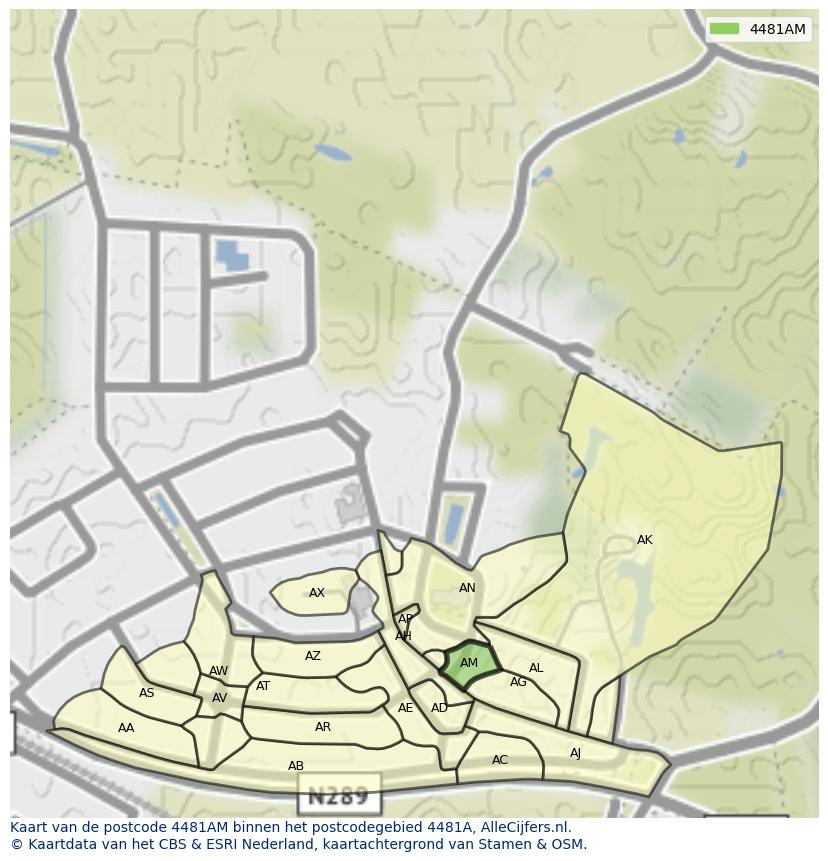 Afbeelding van het postcodegebied 4481 AM op de kaart.