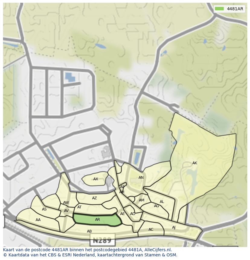 Afbeelding van het postcodegebied 4481 AR op de kaart.