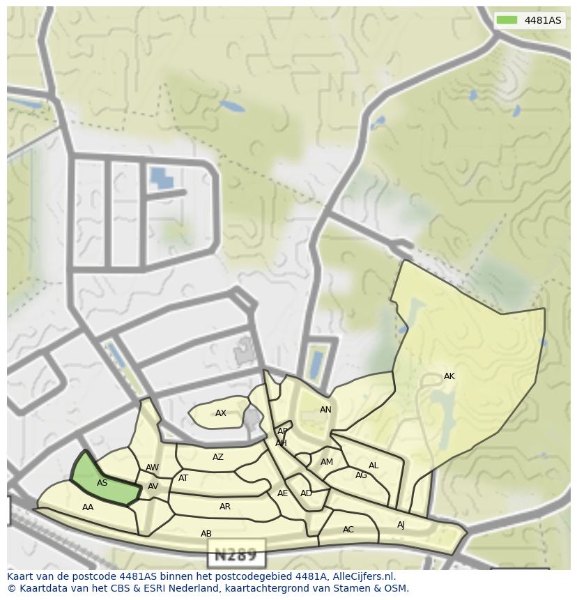 Afbeelding van het postcodegebied 4481 AS op de kaart.