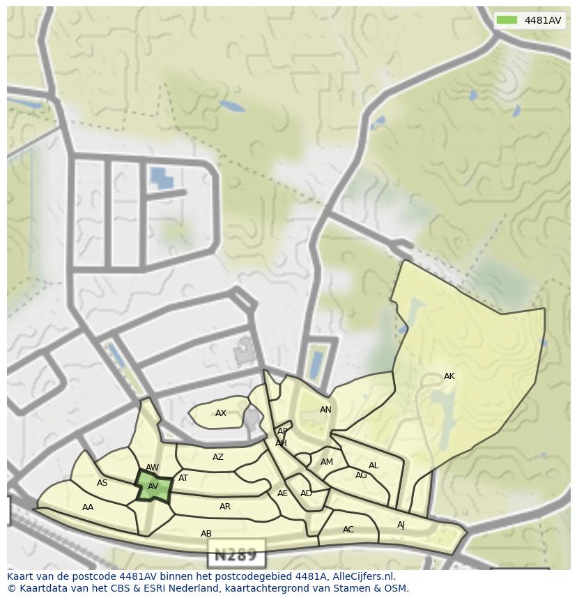 Afbeelding van het postcodegebied 4481 AV op de kaart.