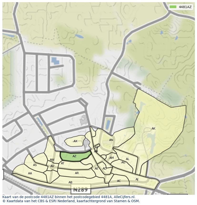 Afbeelding van het postcodegebied 4481 AZ op de kaart.