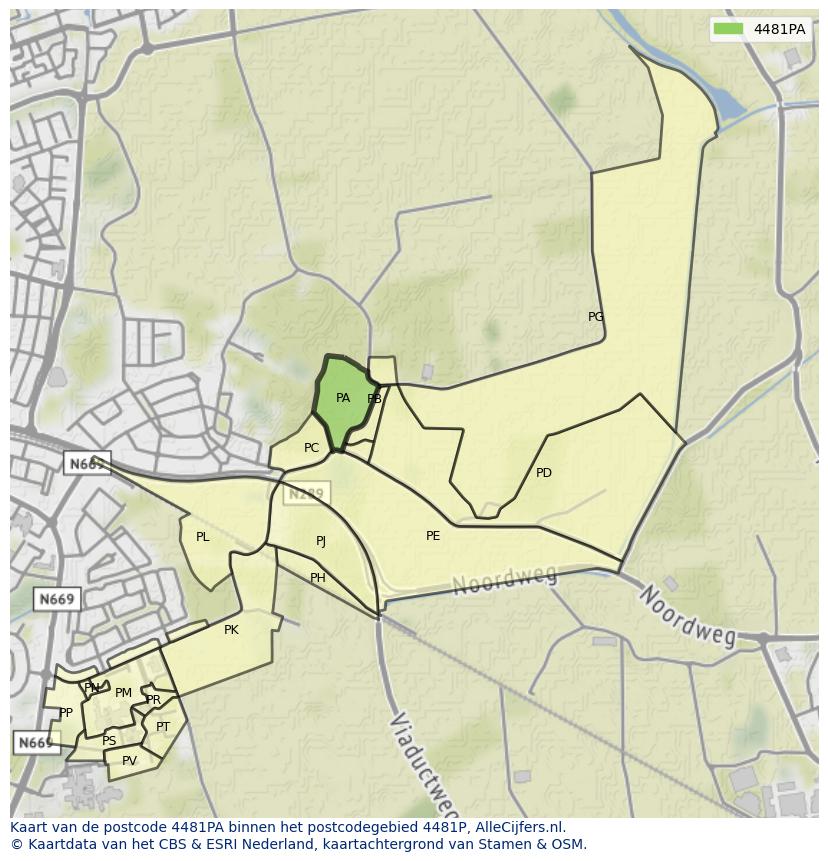 Afbeelding van het postcodegebied 4481 PA op de kaart.