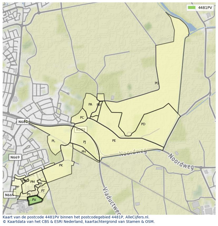 Afbeelding van het postcodegebied 4481 PV op de kaart.