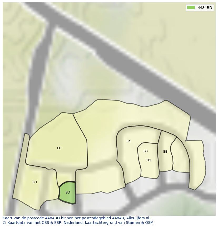 Afbeelding van het postcodegebied 4484 BD op de kaart.