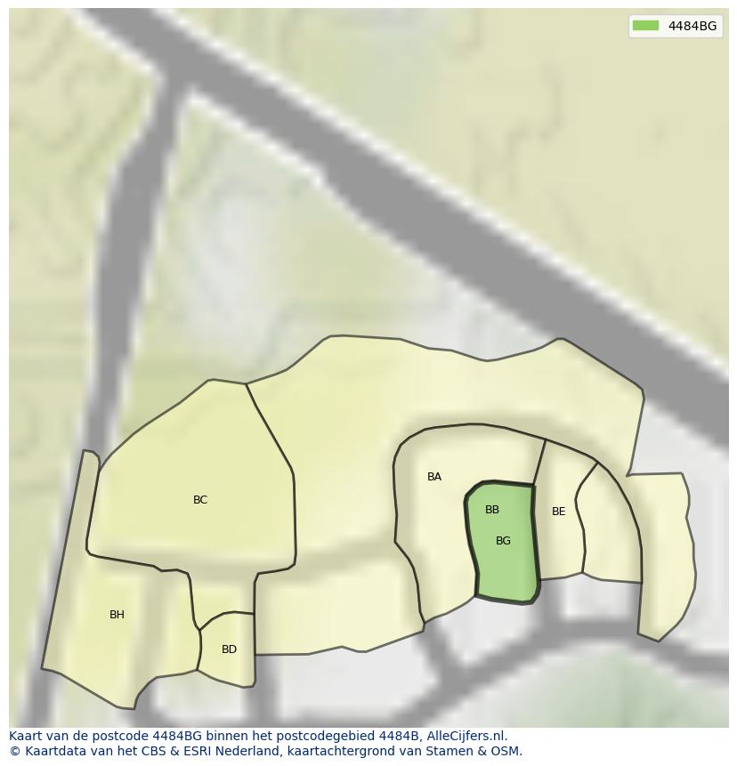 Afbeelding van het postcodegebied 4484 BG op de kaart.
