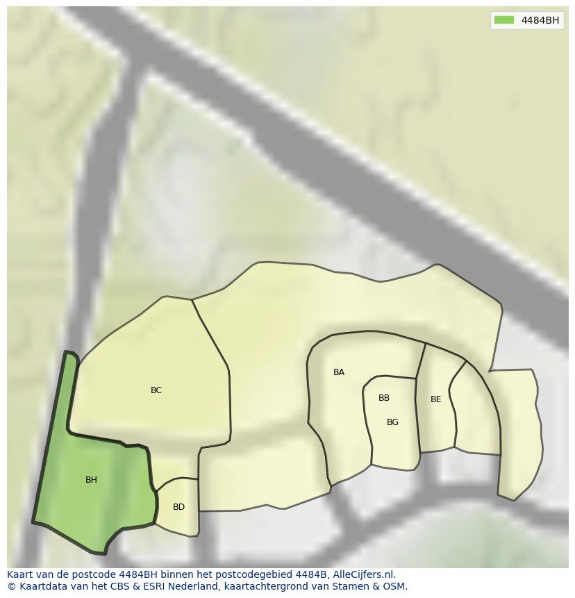 Afbeelding van het postcodegebied 4484 BH op de kaart.