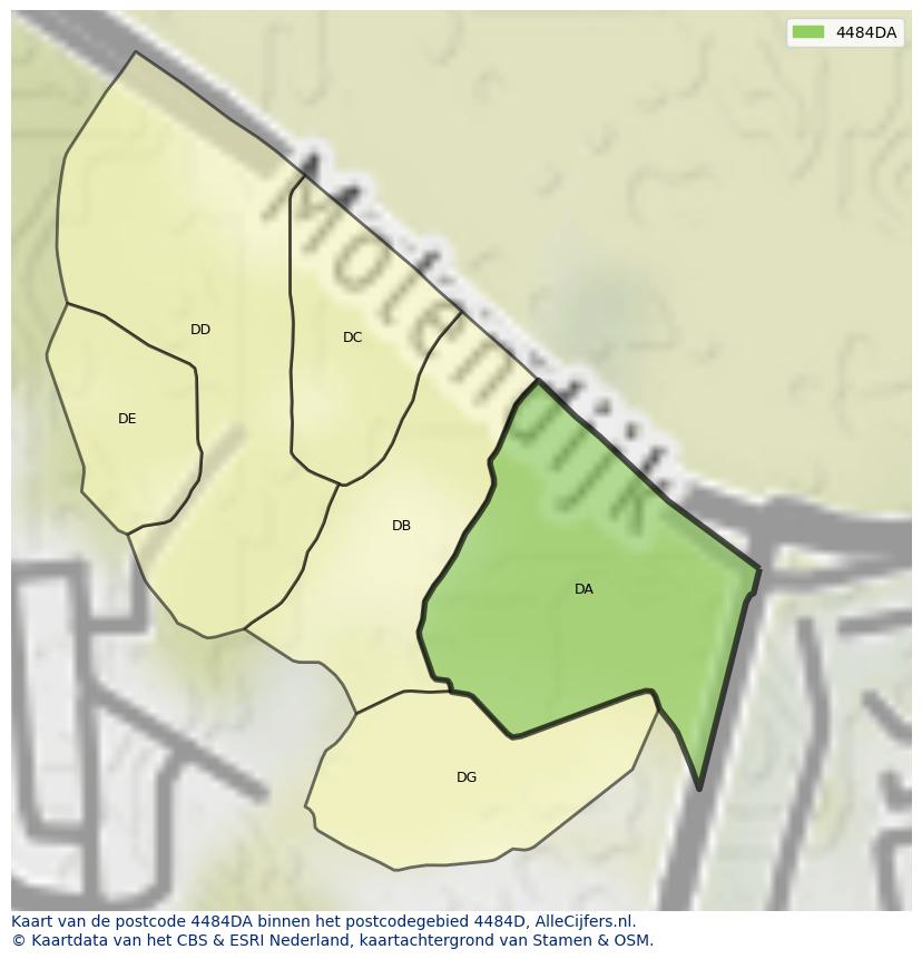Afbeelding van het postcodegebied 4484 DA op de kaart.
