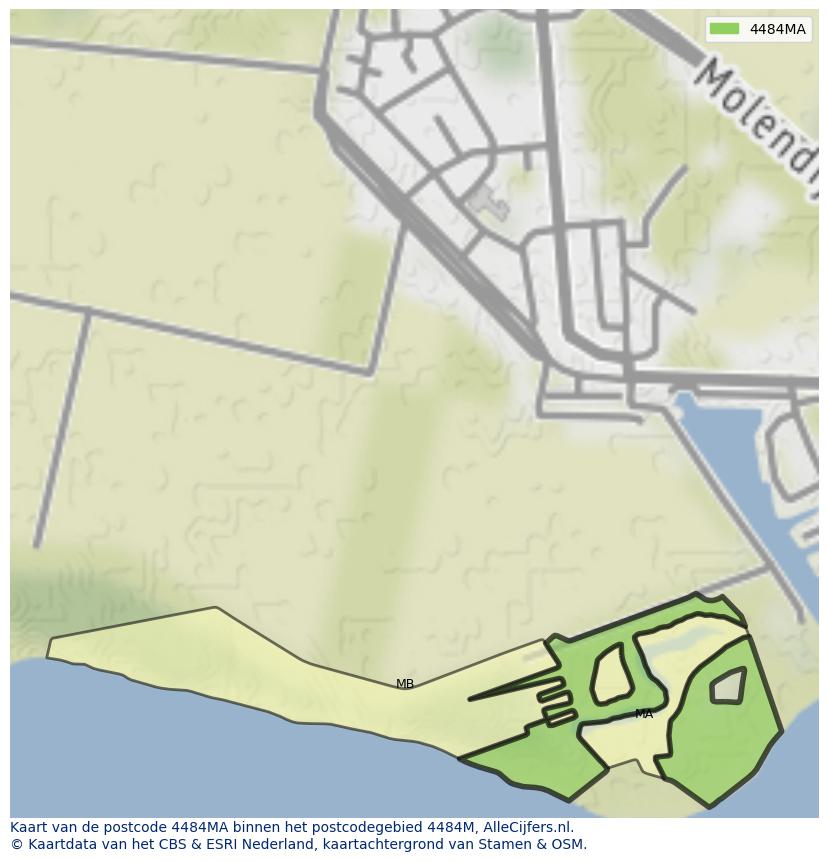 Afbeelding van het postcodegebied 4484 MA op de kaart.