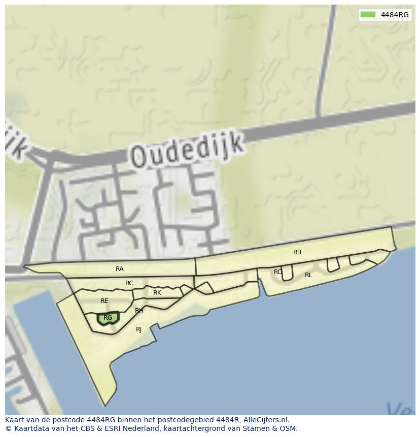 Afbeelding van het postcodegebied 4484 RG op de kaart.