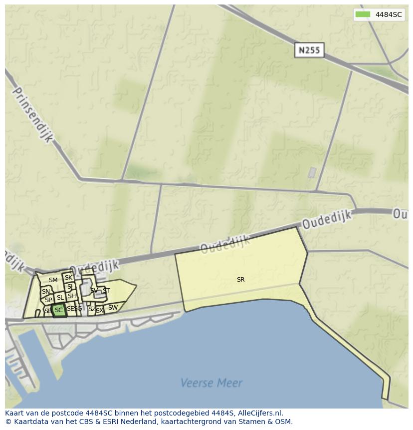 Afbeelding van het postcodegebied 4484 SC op de kaart.