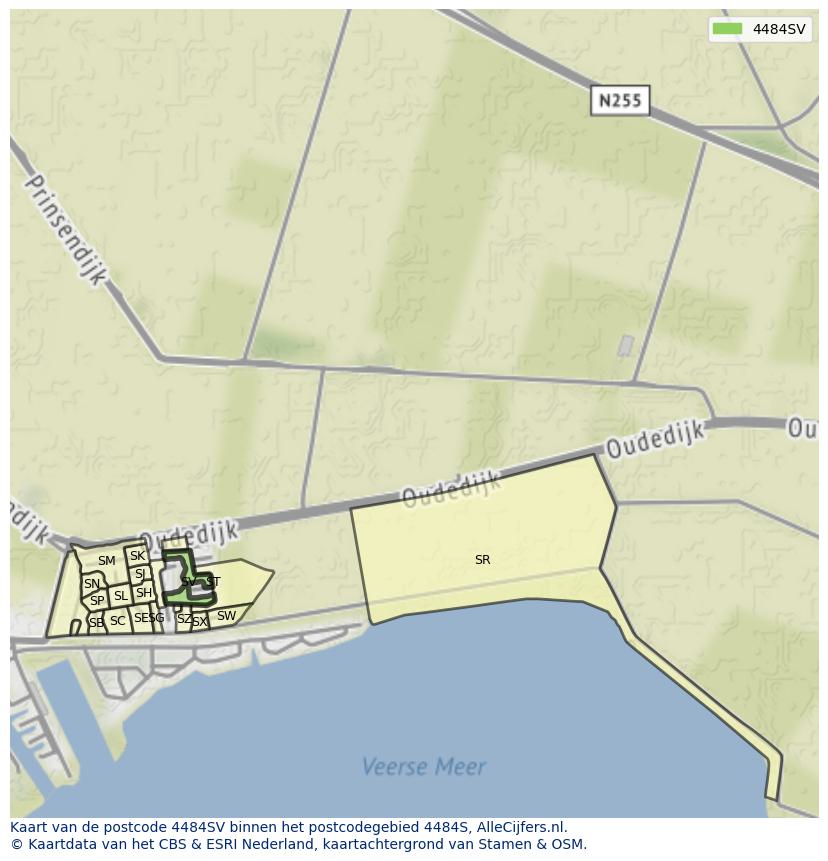 Afbeelding van het postcodegebied 4484 SV op de kaart.