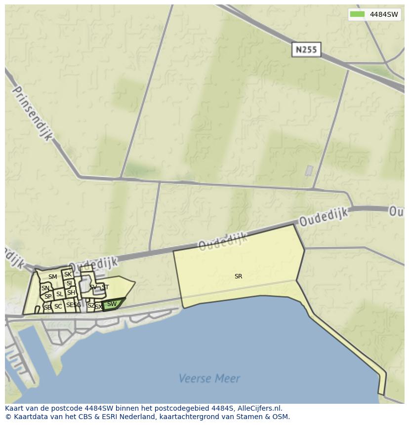 Afbeelding van het postcodegebied 4484 SW op de kaart.