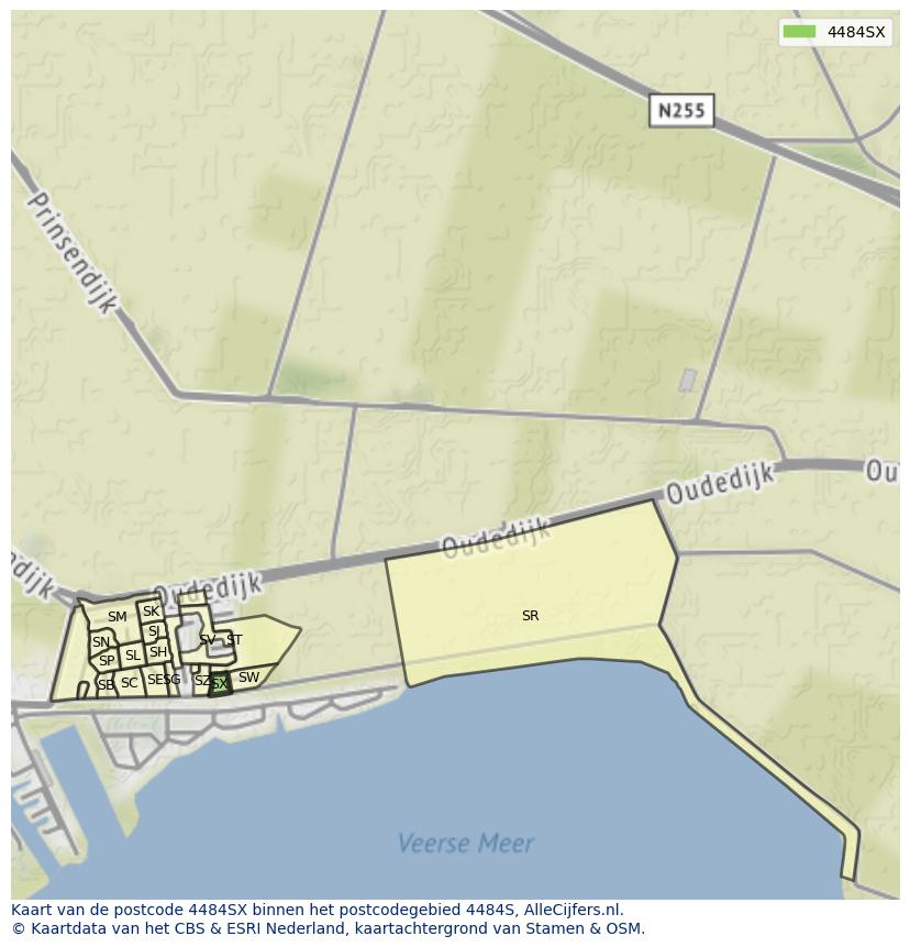 Afbeelding van het postcodegebied 4484 SX op de kaart.