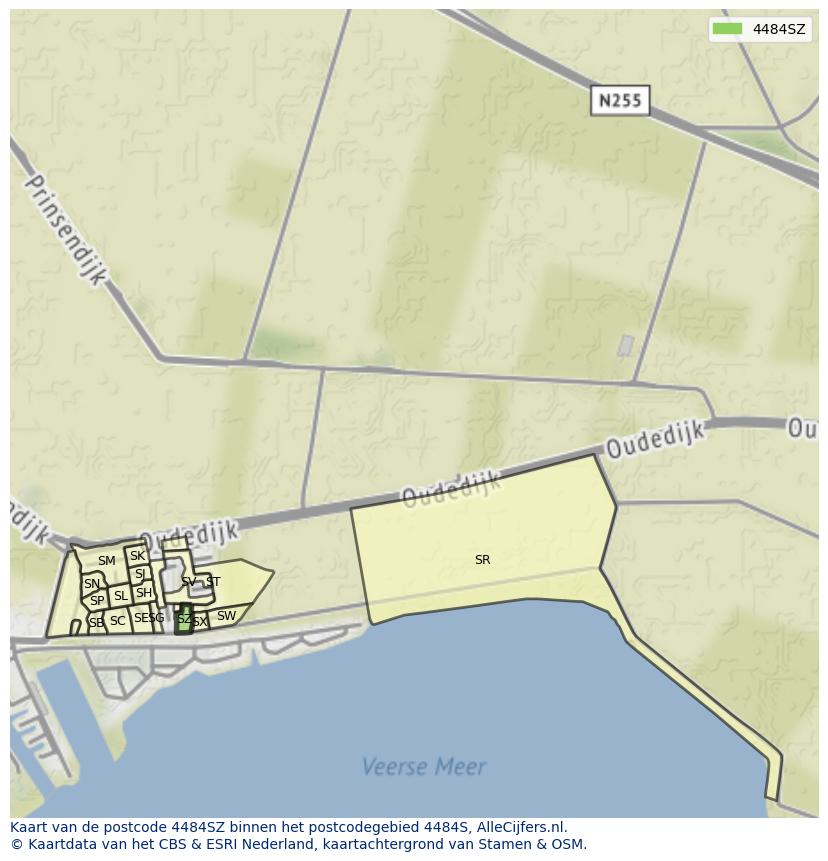 Afbeelding van het postcodegebied 4484 SZ op de kaart.