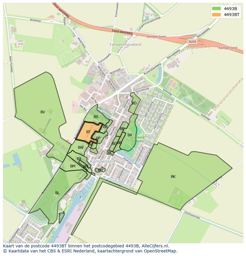 Afbeelding van het postcodegebied 4493 BT op de kaart.