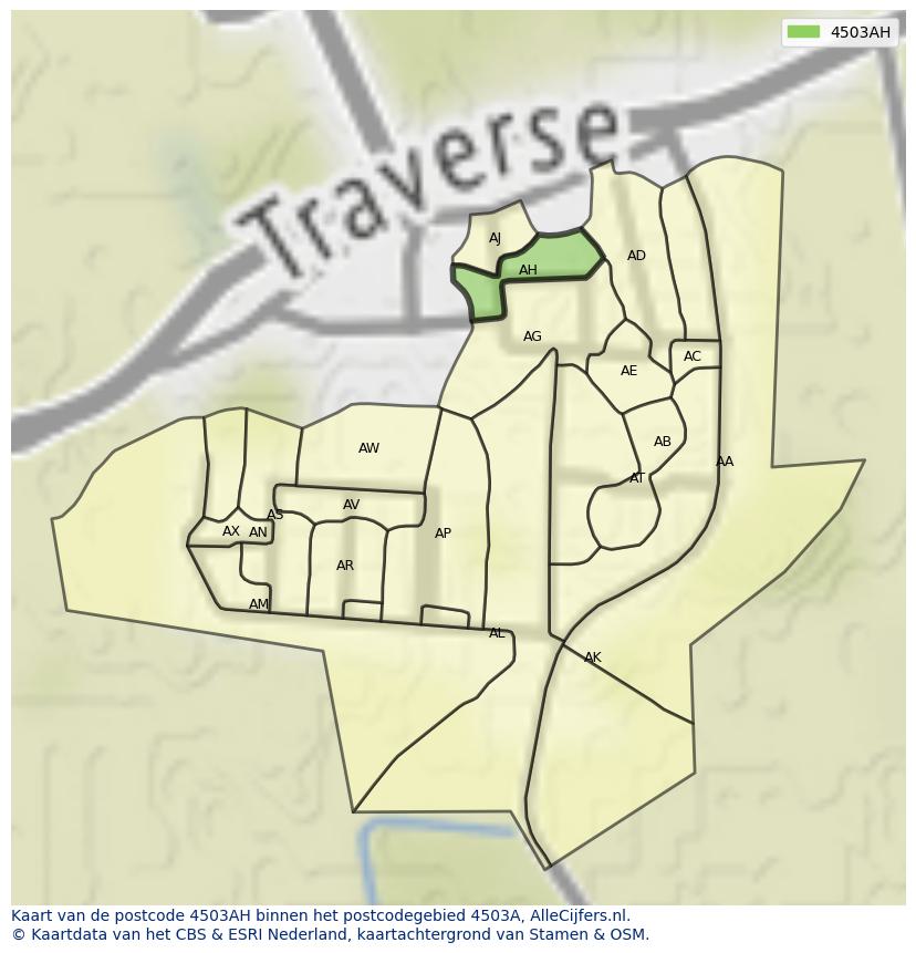 Afbeelding van het postcodegebied 4503 AH op de kaart.