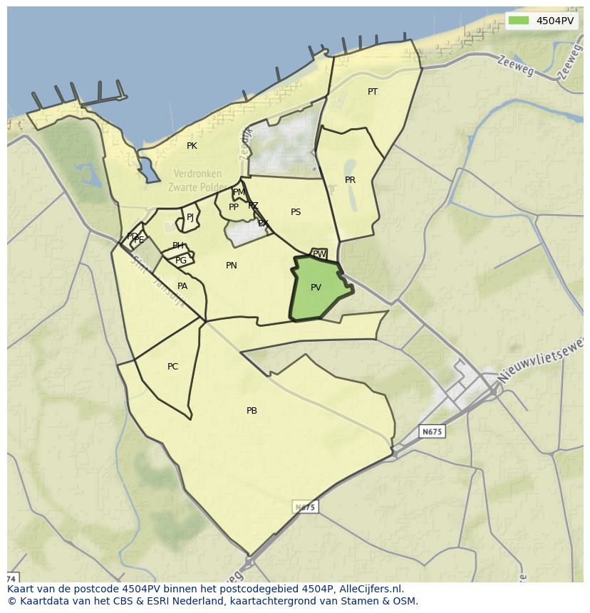 Afbeelding van het postcodegebied 4504 PV op de kaart.