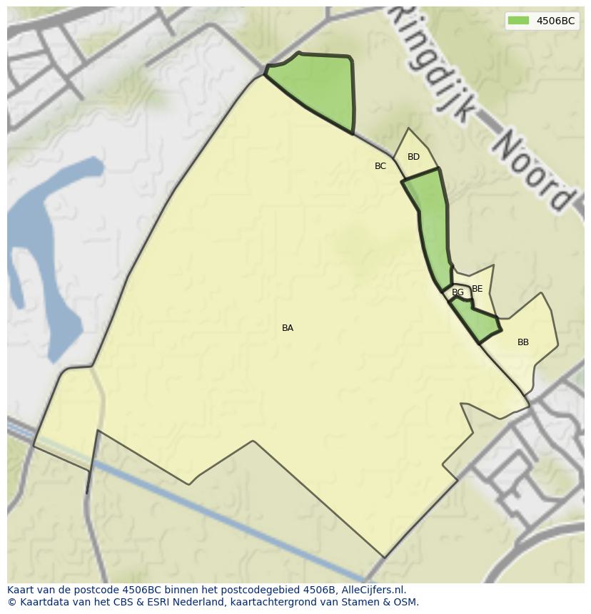 Afbeelding van het postcodegebied 4506 BC op de kaart.