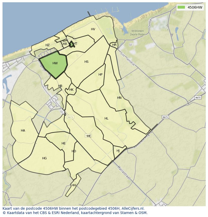 Afbeelding van het postcodegebied 4506 HW op de kaart.