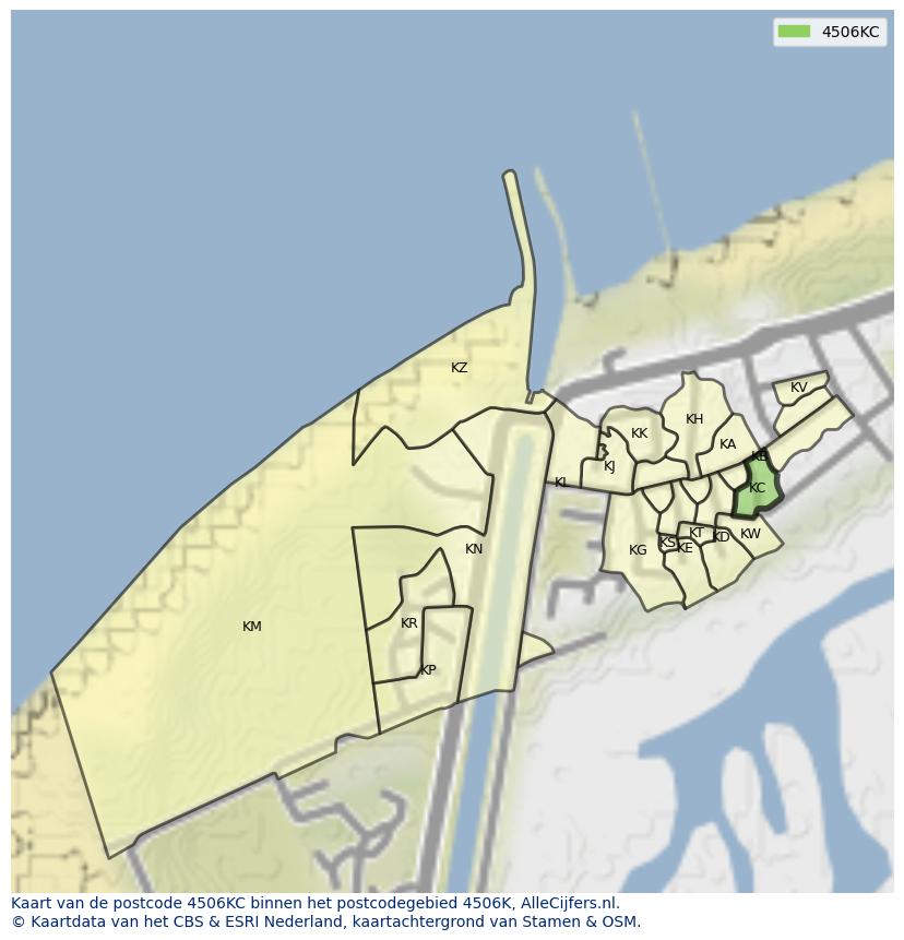 Afbeelding van het postcodegebied 4506 KC op de kaart.