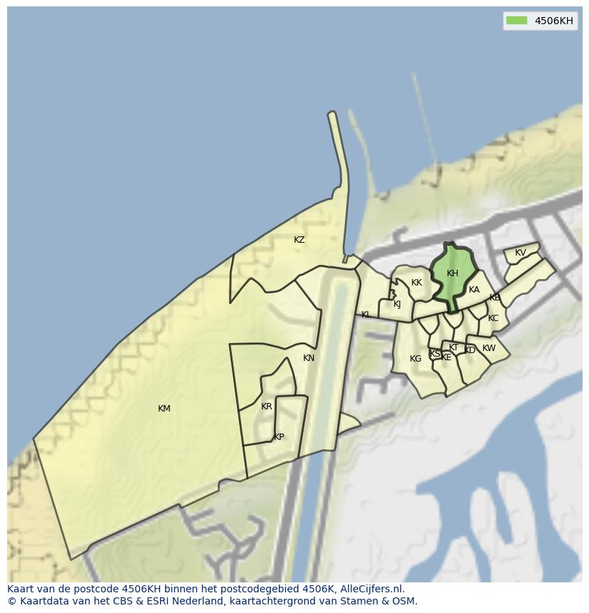 Afbeelding van het postcodegebied 4506 KH op de kaart.