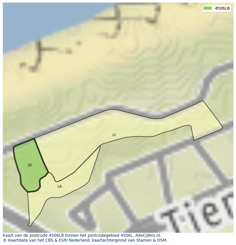 Afbeelding van het postcodegebied 4506 LB op de kaart.