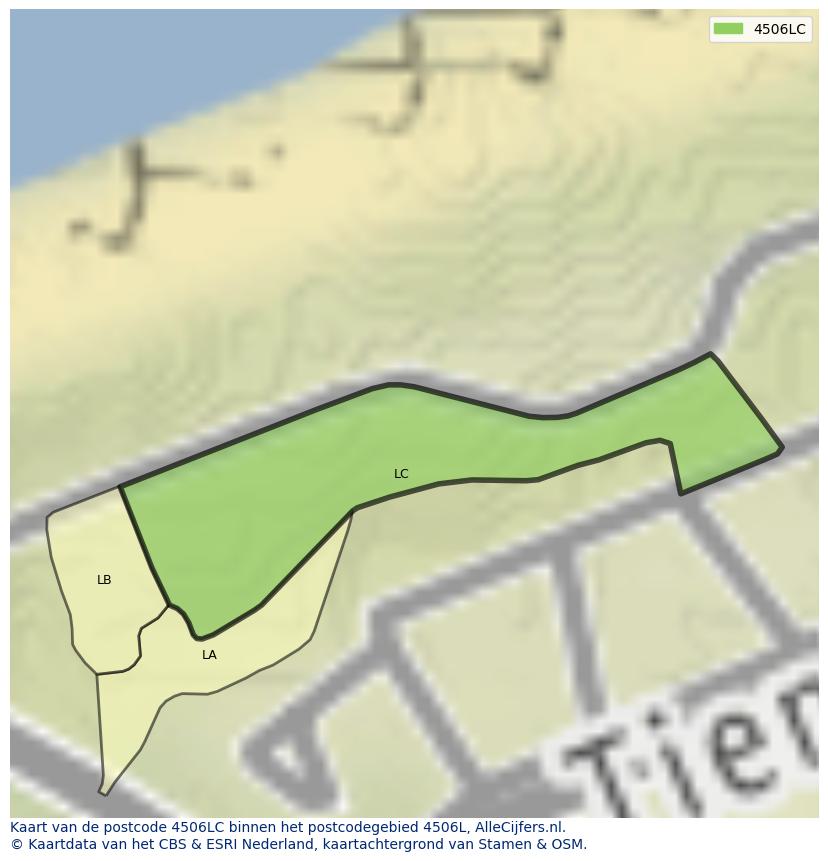 Afbeelding van het postcodegebied 4506 LC op de kaart.