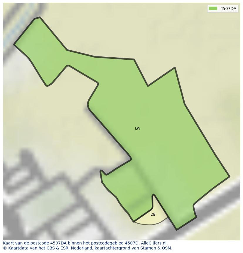 Afbeelding van het postcodegebied 4507 DA op de kaart.