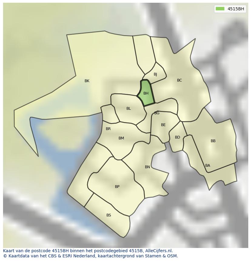 Afbeelding van het postcodegebied 4515 BH op de kaart.