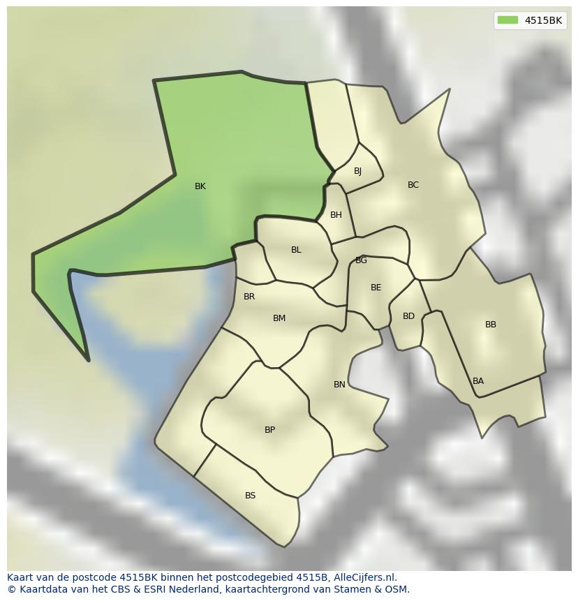 Afbeelding van het postcodegebied 4515 BK op de kaart.