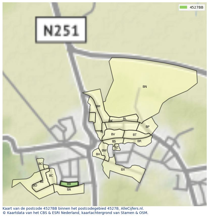 Afbeelding van het postcodegebied 4527 BB op de kaart.