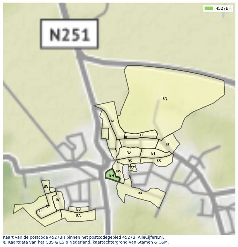 Afbeelding van het postcodegebied 4527 BH op de kaart.
