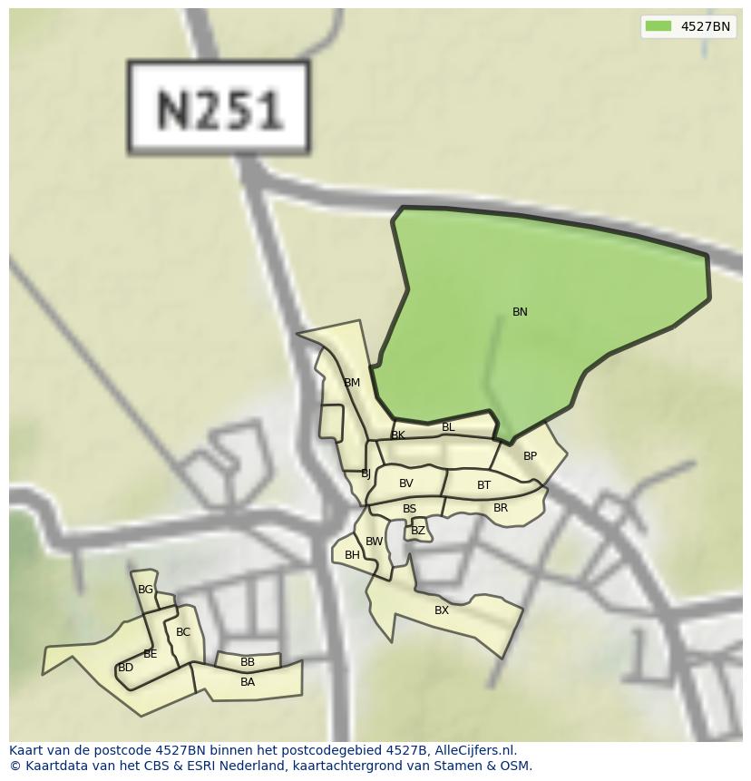 Afbeelding van het postcodegebied 4527 BN op de kaart.
