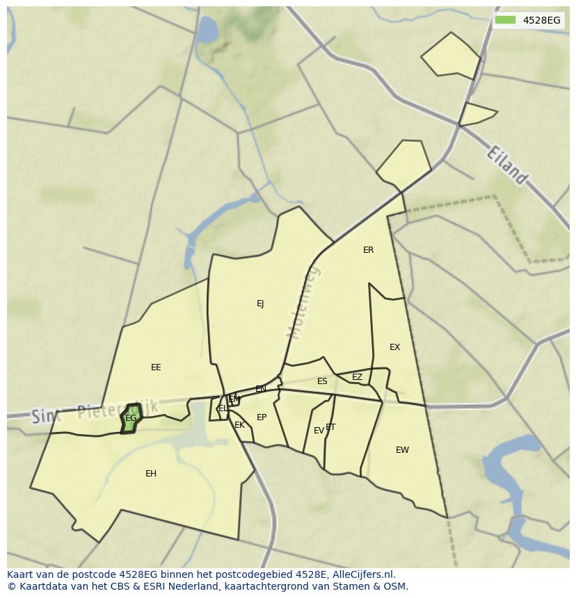 Afbeelding van het postcodegebied 4528 EG op de kaart.