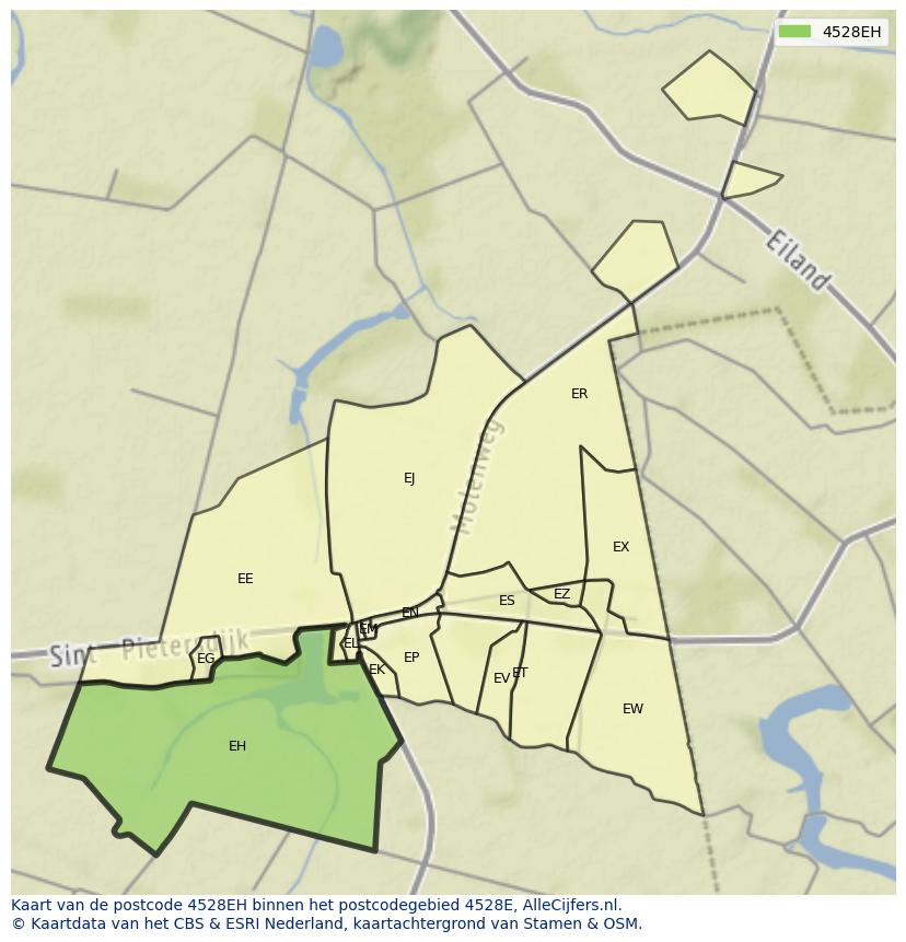 Afbeelding van het postcodegebied 4528 EH op de kaart.