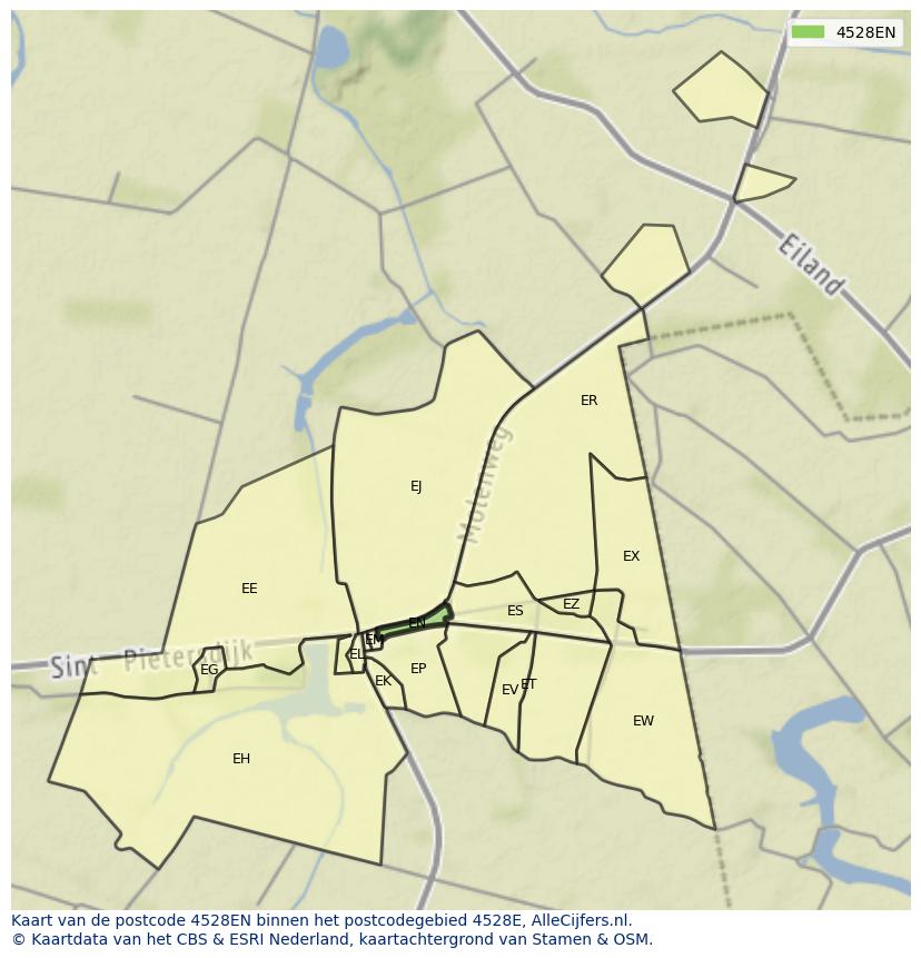 Afbeelding van het postcodegebied 4528 EN op de kaart.