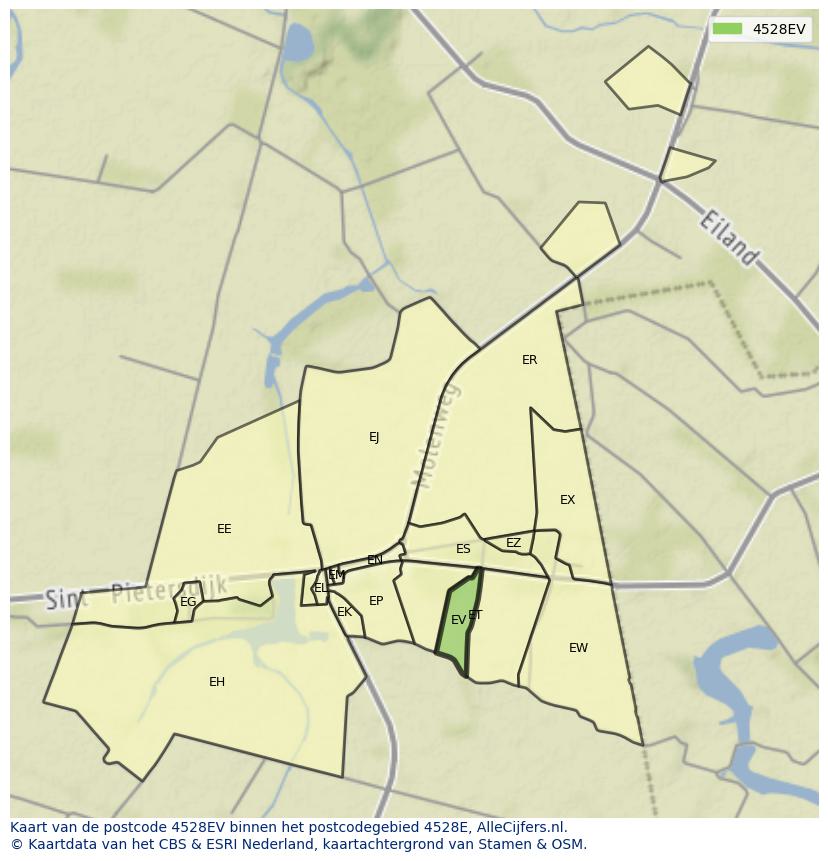 Afbeelding van het postcodegebied 4528 EV op de kaart.