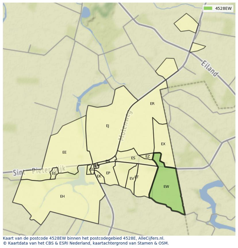 Afbeelding van het postcodegebied 4528 EW op de kaart.
