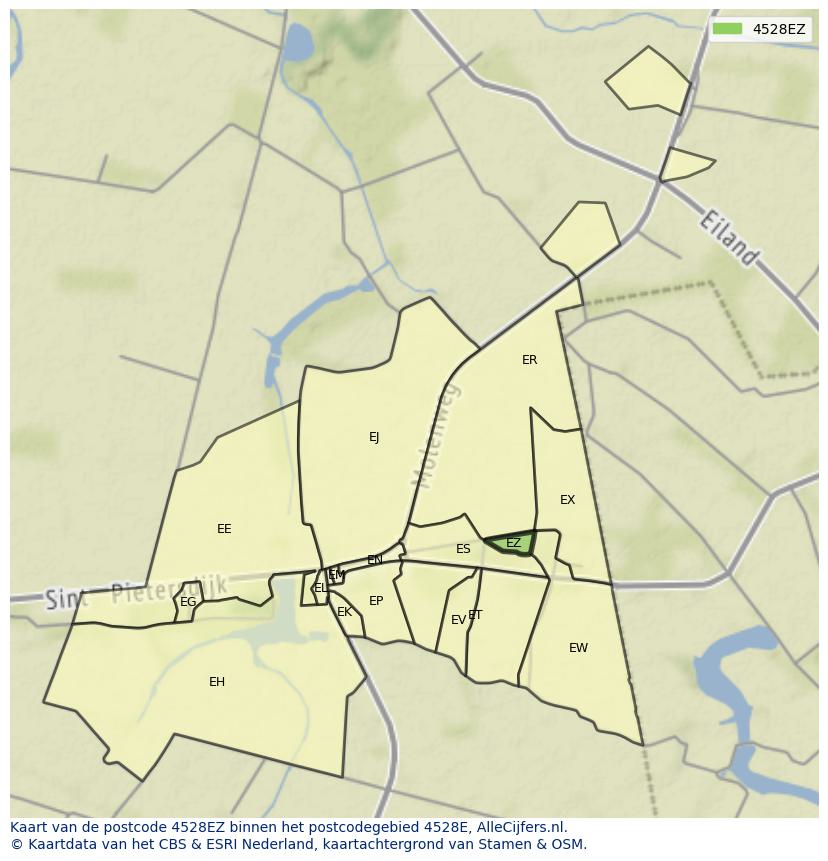 Afbeelding van het postcodegebied 4528 EZ op de kaart.